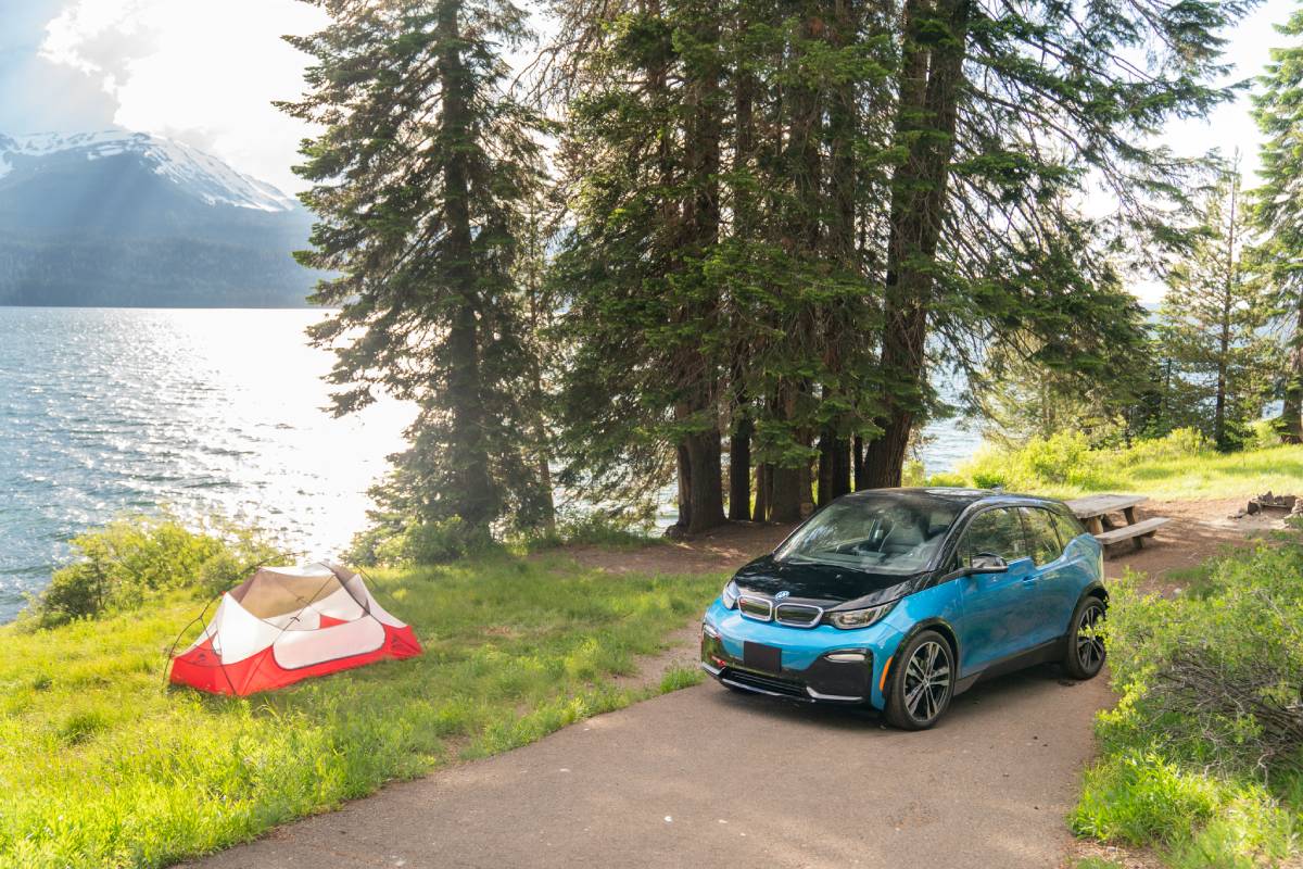 ev vehicle photo on a campground scenery